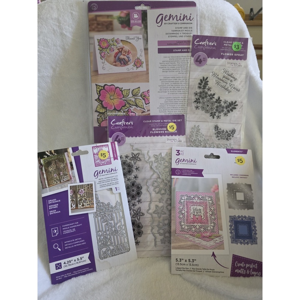 Crafter's Companion Gemini Lot 5pc New Sealed Dies Stamps Chloe Gatefold Matts